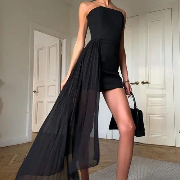 Pleated Detail Tube Mini Dress - Picture 5 of 14